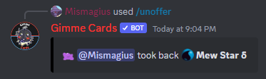 /unoffer (trade #)